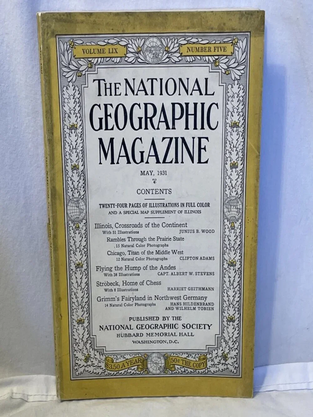 National Geographic May 1931 Vol 59 No 5 Illinois Chicago Map Insert Earth Curve